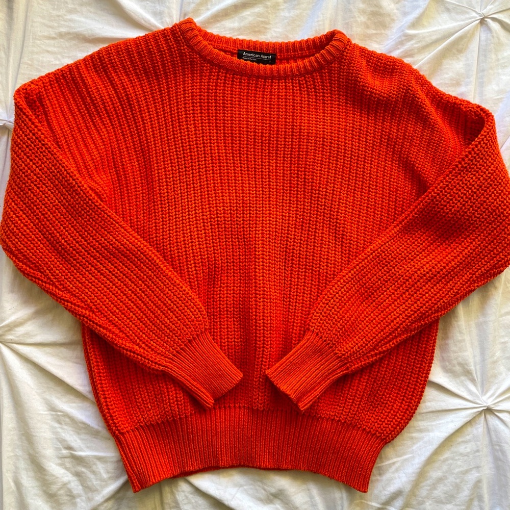 American Apparel Orange Cropped Fisherman Sweater